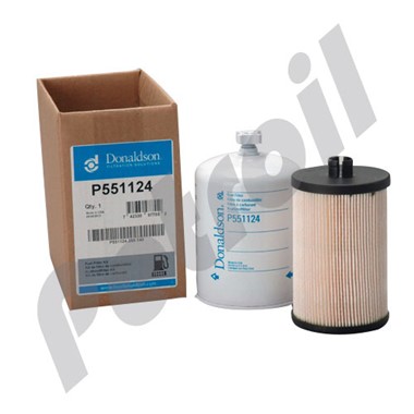 P551124 Filtro KIt Combustible Donaldson Roscado c/Drenaje John  Deere RE525523 RE520906 BF7929 33975